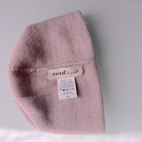 OEUF Be Good Baby Girl’s 100% Baby Alpaca Pink Knit Beanie Hat Size: 6M - Picture 3 of 5